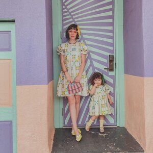 Noble Cream and yellow floral dresses rare size small for women and 3t for girls